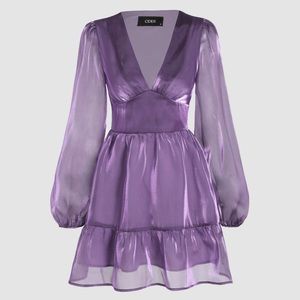 Solid Mesh V-Neck Short Dress